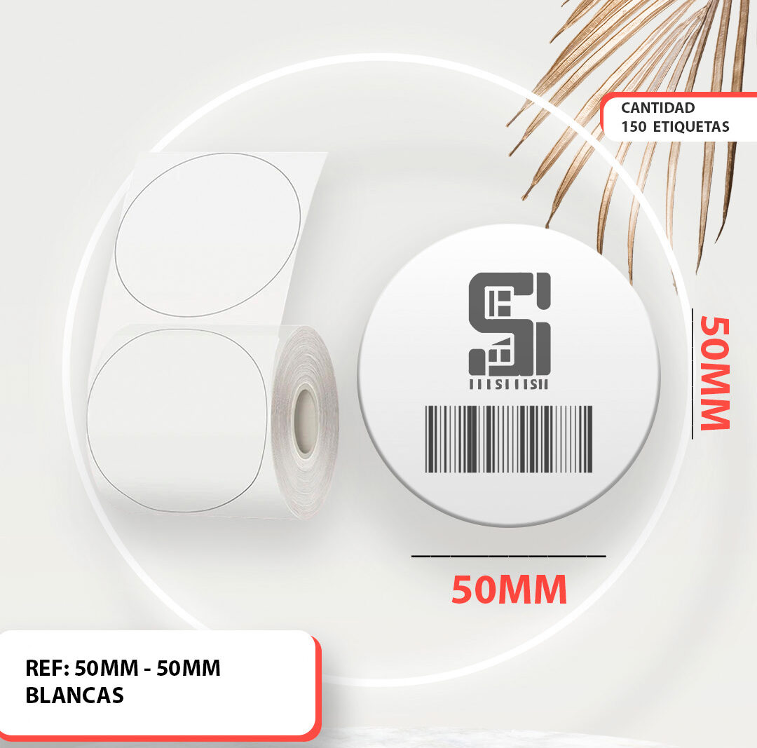 ROLLO NIIMBOT B1 50 MM x 50 MM CIRCULAR BLANCO